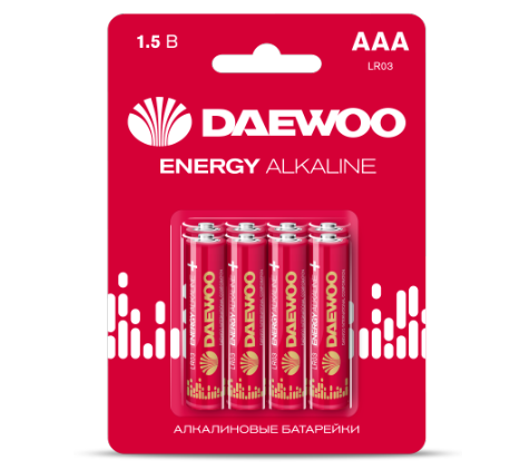 Элемент питания Daewoo LR03 ENERGY Alkaline 2021 BL-8 (кратно 8)