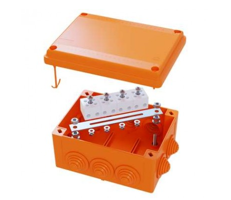 Коробка пластиковая FS с кабельными вводами и клеммниками, IP55,100х100х50мм, 4р, 450V,6A, 4мм.кв,