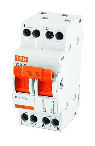 Выключатель Нагрузки  2П  40А  TDM  МП-63  переключатель модульный 3-позиционный