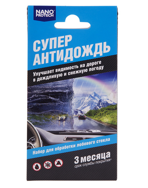 Комплект салфеток для обработки автомобильного стекла Супер Антидождь NANOPROTECH NPAD0030